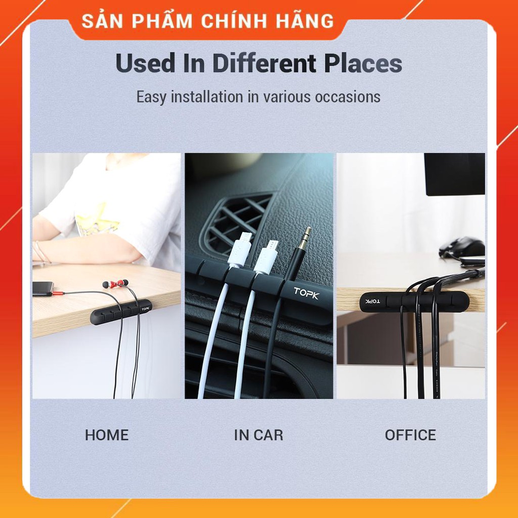 [SIÊU HOT]Giá cố định dây cáp sạc cho các thiết bị điện tử trên bàn làm việc cao cấp bằng silicon TOPK L16 mini | BigBuy360 - bigbuy360.vn