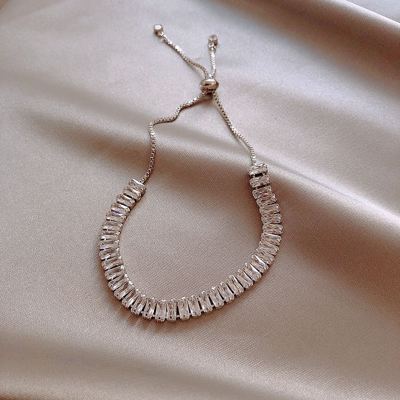 Lắc tay nữ đính đá zircon LEMI  Vòng tay retro dây rút chỉnh kích thước thông minh bền màu thời trang Hàn Quốc