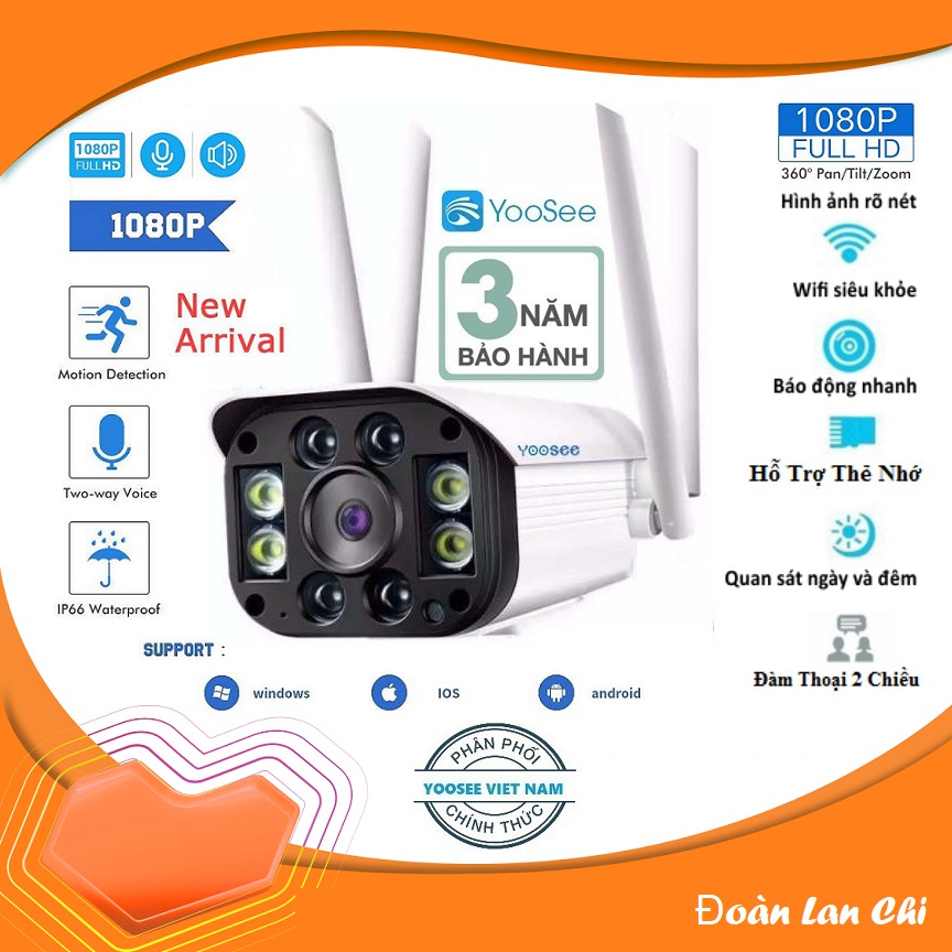 CAMERA WIFI CHUẨN 3.0  ngoài trời - trong nhà camera IP yoosee 4 Râu 3.0 Mpx - hỗ trợ 4 đèn hồng ngoại và 4 đèn LED