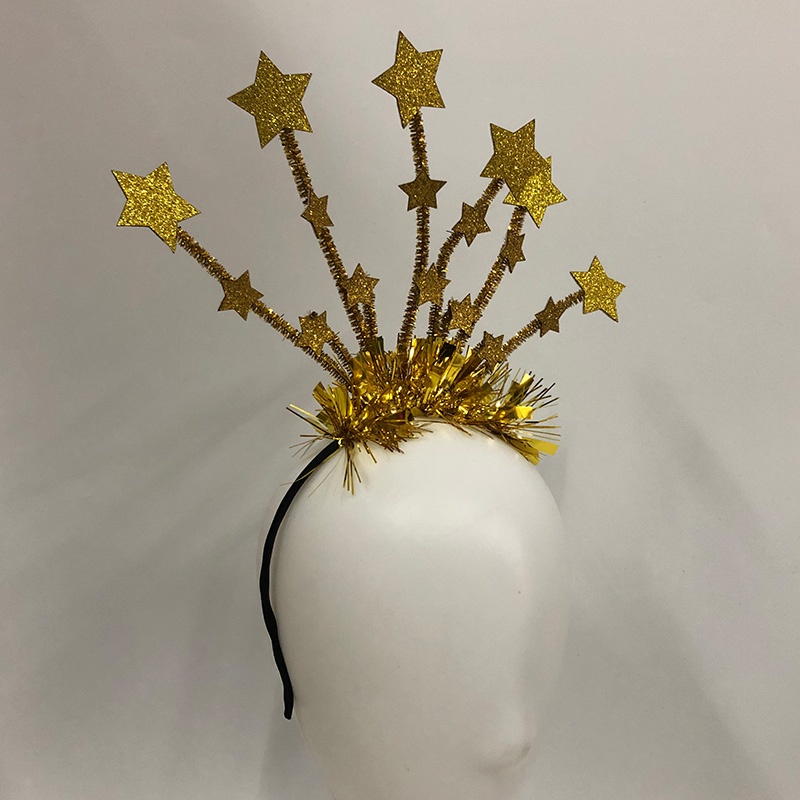 Băng Đô Cài Tóc Hình Ngôi Sao Năm Mới Đính Kim Tuyến Lấp Lánh