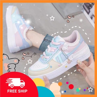 Giày sneaker đế bằng Xanh dương tặng kèm phụ kiện