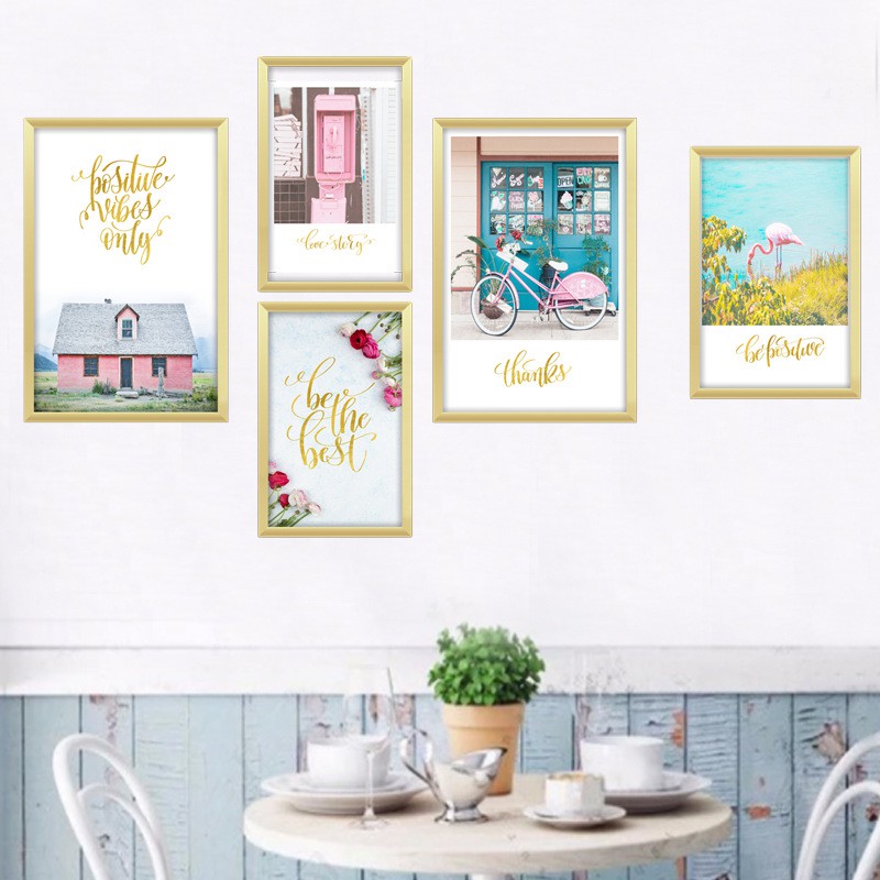 Bộ Tranh Decal Trang Trí Dán Tường 5 Khung Ảnh T08