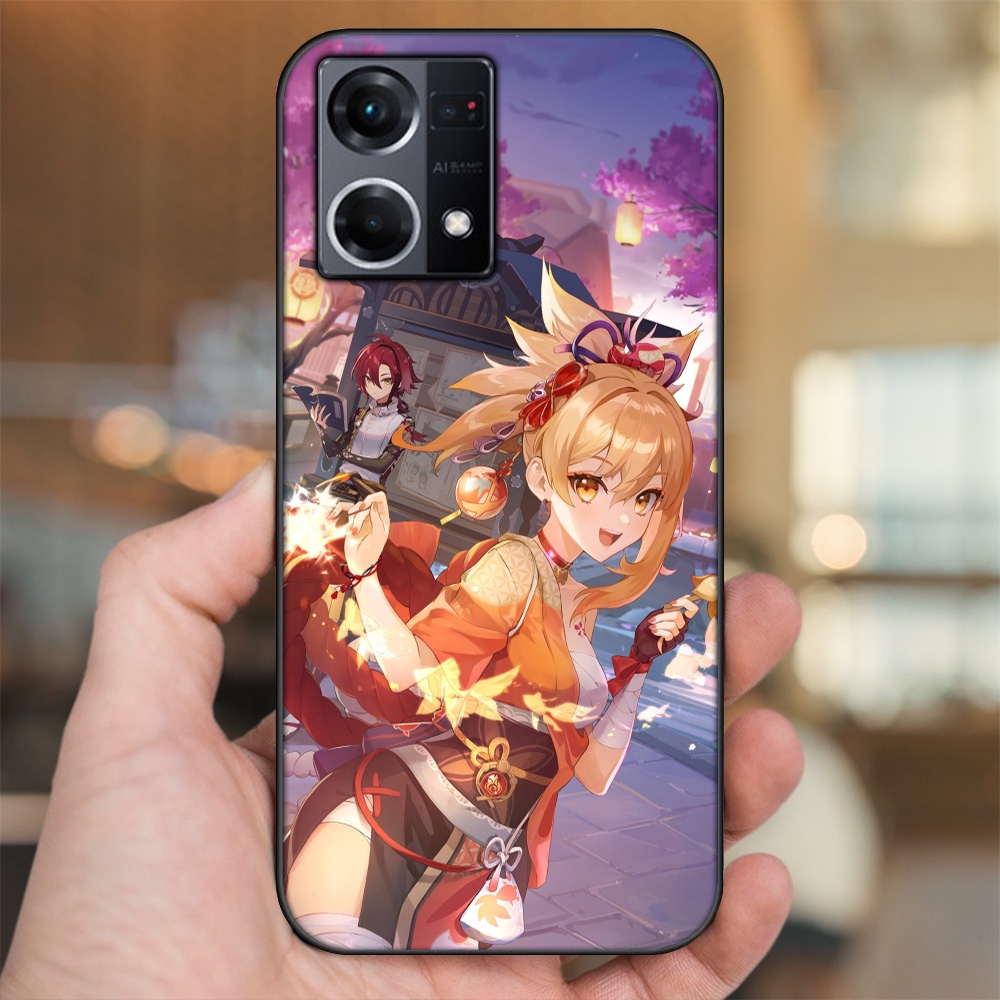 Ốp lưng Oppo Reno 8 4G viền đen in hình Yoimiya Genshin Impact