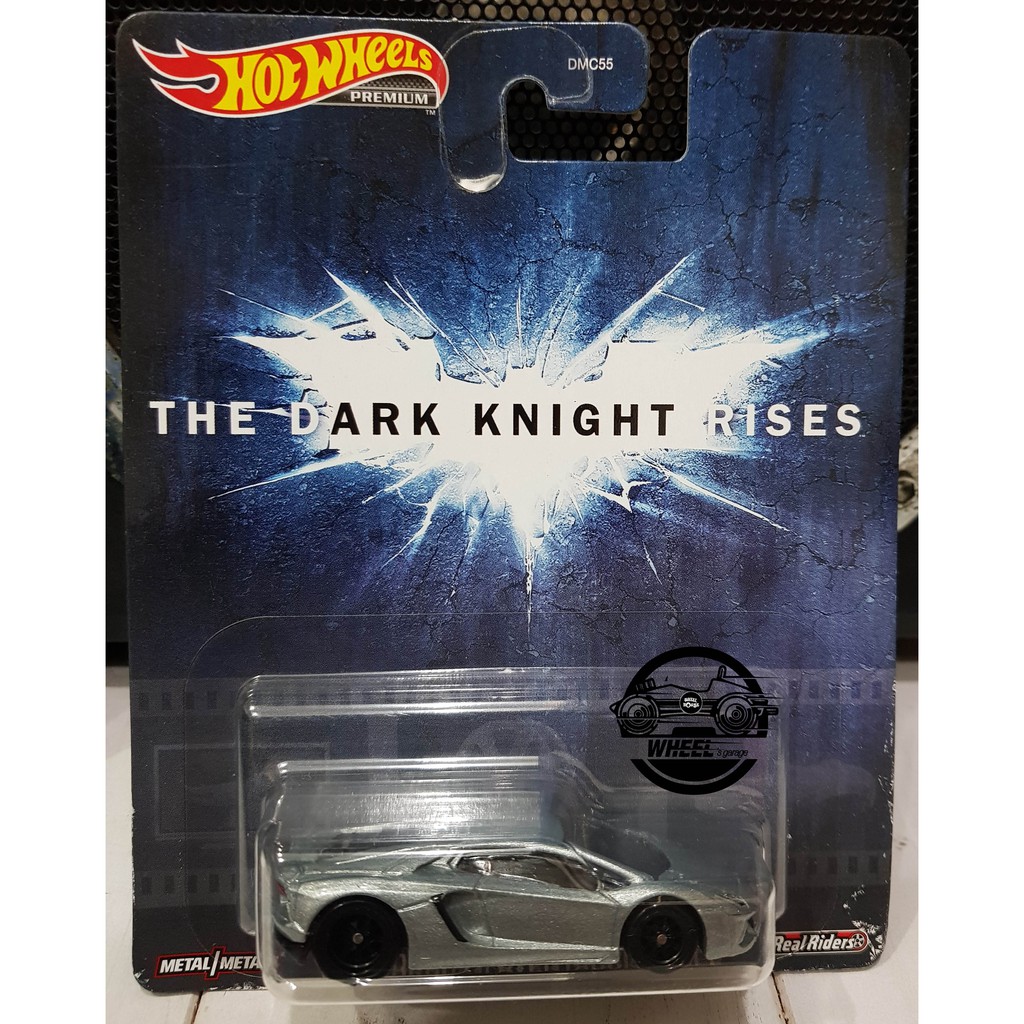 Xe mô hình đồ chơi bánh cao su Hotwheels 1:64 PREMIUM - THE DARK NIGHT RISES - Lamborghini Aventador Coupe