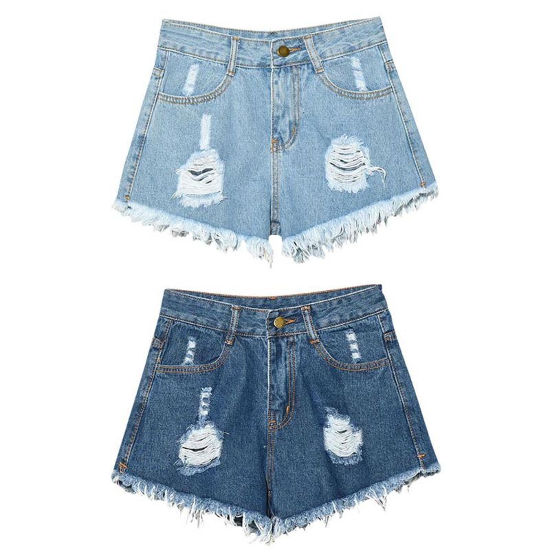 Quần jean ngắn phối rách thời trang cá tính dành cho nữ | BigBuy360 - bigbuy360.vn