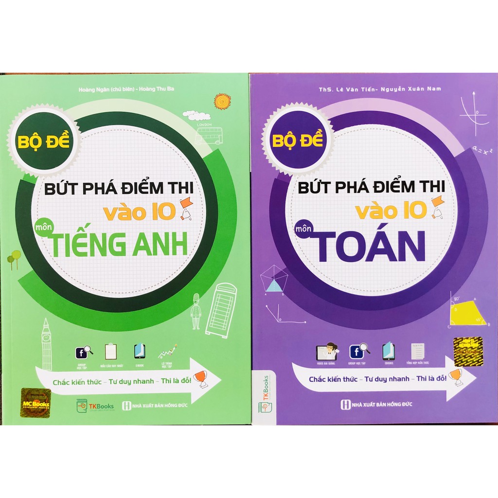 Sách - Combo Bộ Đề Bứt Phá Điểm Thi Vào 10 Môn Tiếng Anh + môn Toán