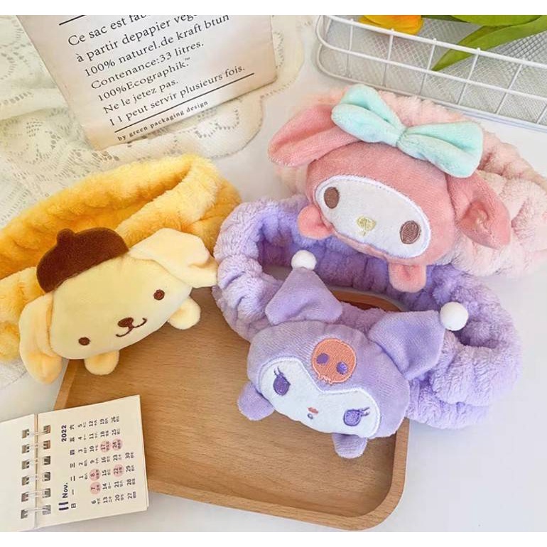 DP-Headband Mới kuromi cinamon pompom Vải Băng Đô