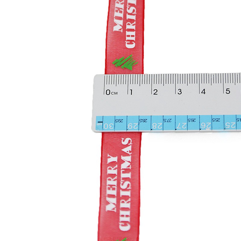 Cuộn Dây Ruy Băng Vải Gạc Rộng 1.5cm 10m In Họa Tiết Giáng Sinh Trang Trí Gói Quà