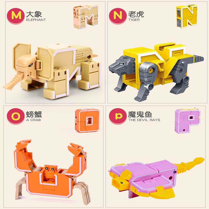 Mới Đồ Chơi Lắp Ráp 26 Chữ Cái robot Biến Hình Cho Bé