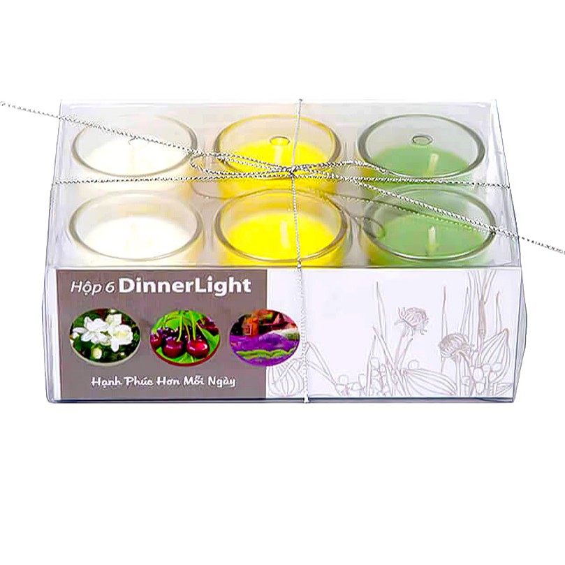 Hộp 6 ly nến thơm dinnerlight Miss Candle NQM2011 (Lựa chọn màu)