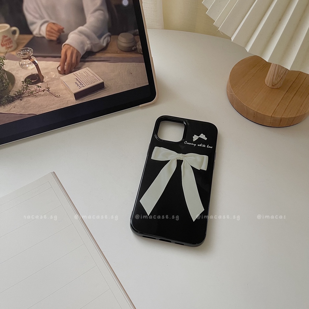 Ốp lưng iPhone Nơ trắng in hình dễ thương, case điện thoại in chữ nhiều màu nhựa dẻo chống sốc ImaCase