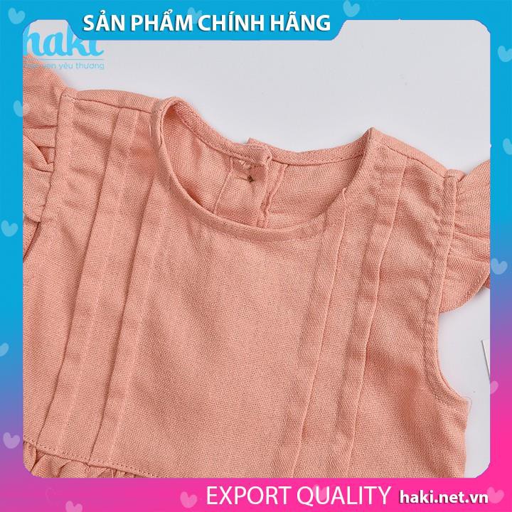 Bộ romper cánh tiên xếp ly ngực BL002-HAKI, romper cho bé gái; bộ liền cho bé từ 6-13kg