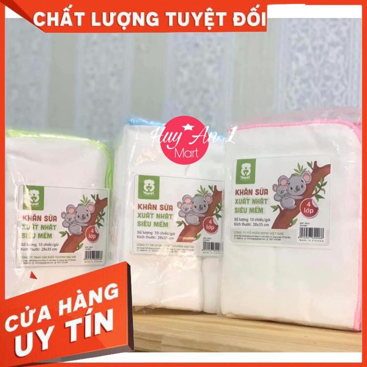 SÉT 10C Khăn sữa xuất nhật mipbi ️️HÀNG CAO CẤP dành cho trẻ sơ sinh. Khăn xô cotton cao cấp tiêu chuẩn Nhật Bản