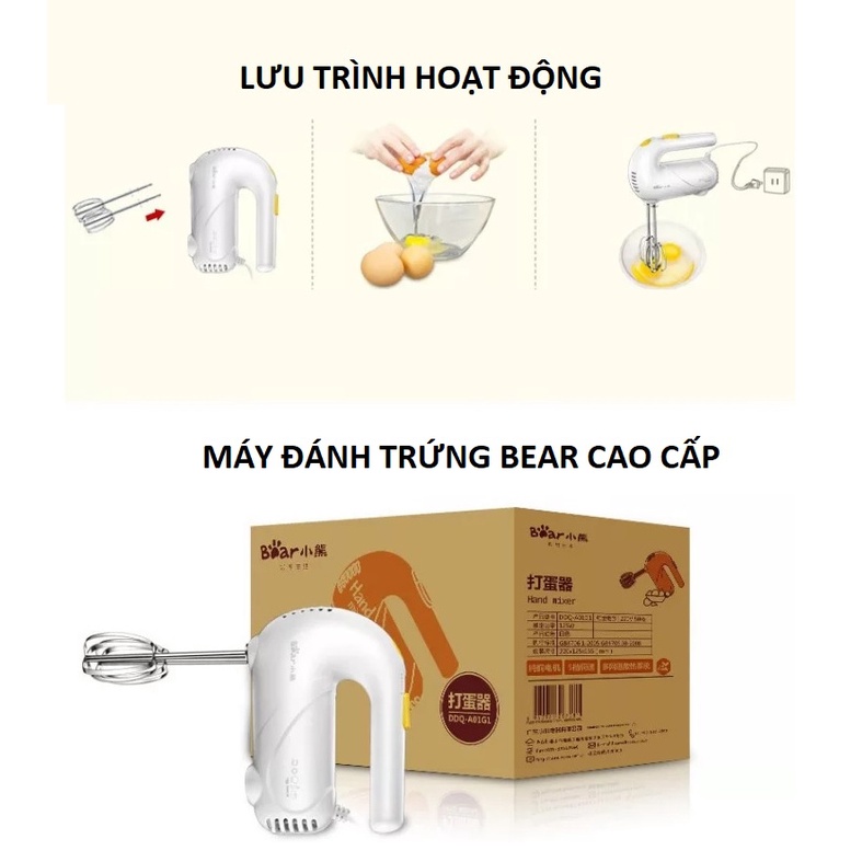 Máy đánh trứng cầm tay Bear cao cấp - Hàng chính hãng - Bảo hành toàn quốc
