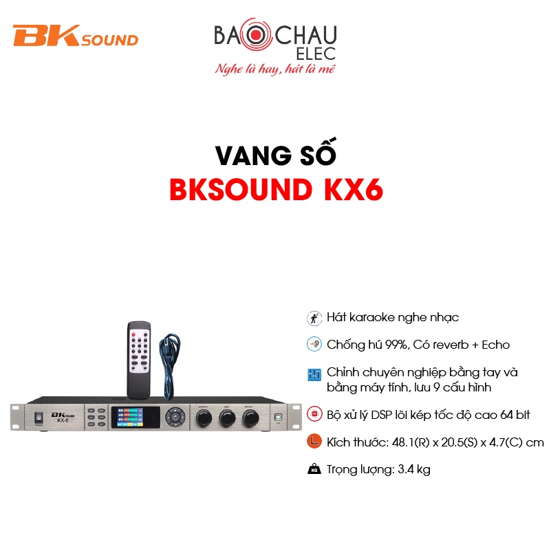 [CHÍNH HÃNG] Vang Số Karaoke Nghe Nhạc BKSound KX6 | Chống Hú Hoàn Hảo  - Kết Nối Bluetooth, Quang (Giá 1 Chiếc)