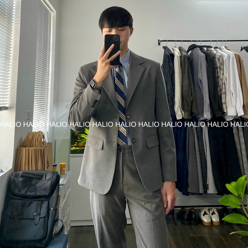Áo Vest nam xám cổ bẻ ve, 2 khuy,dáng thoải mái, trẻ trung, lịch lãm - HALIOMAN