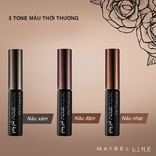 Gel Xăm Chân Mày Tạm Thời Màu Nâu Maybelline Tattoo Brow Gel Tint 5ml