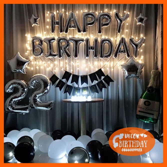 Set Trang Trí Sinh Nhật Siêu Rẻ CHỈ 139K Đầy Đủ Như Hình, Dây Đèn Led 3m, 50 Quả Bóng Bay, Tặng Kèm Đồ Bơm Băng Dính