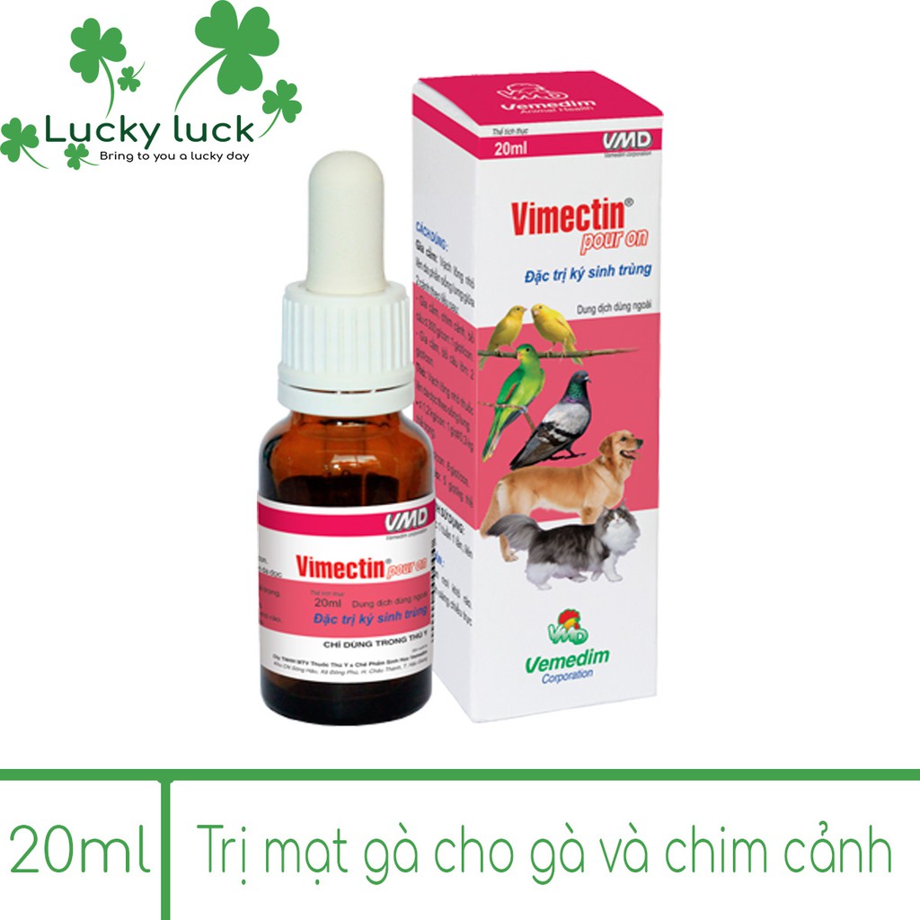 Thuốc nhỏ lưng trị bọ chét ve ghẻ - ký sinh trùng trên chó, mèo, chim cảnh, gà đá - Vemedim Ivermectin 20ml