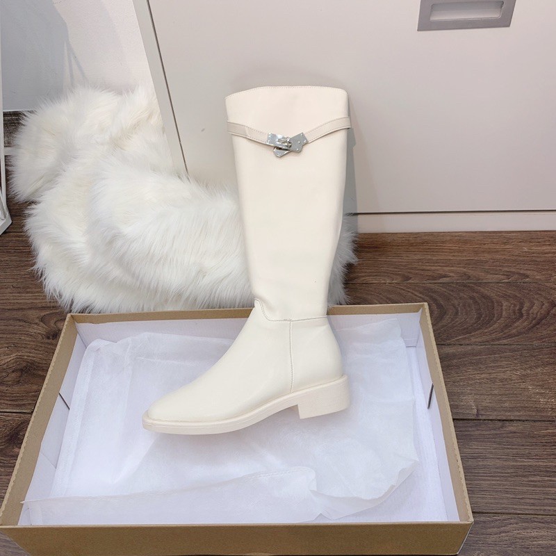Bốt boot hm cao cổ khoá ngang gót vuông fullbox hàng quảng châu cao cấp