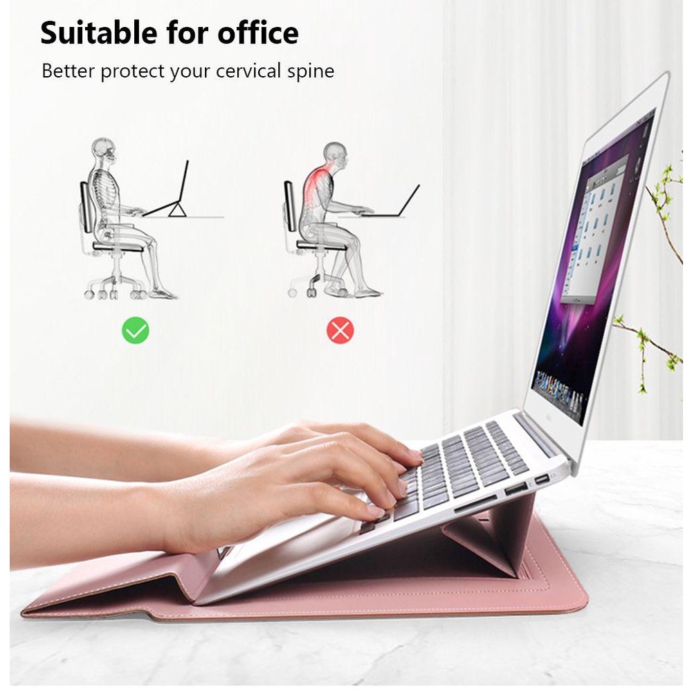 .Túi Da PU Đựng Laptop Chống Sốc 3 Trong 1 Cho Xiaomi HP Dell Lenovo Huawei N 11 13 15 17