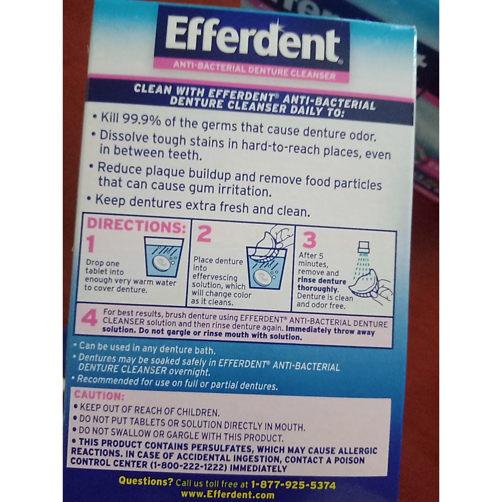 Date 2025 Viên sủi ngâm răng hàm giả 126 viên Efferdent Complete Clean Anti-Bacterial Denture Cleanser 126 Tablets