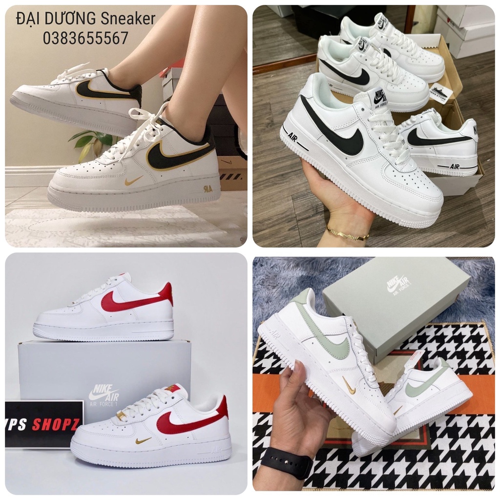 Giày Nike Air Force 1 Black Gold đỏ bạc- Giày Sneaker AF1 Nam Nữ Thể Thao Cổ Thấp Cao Cấp Full box + Bill