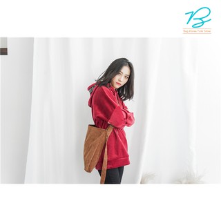 Túi vải đeo chéo nữ Hàn Quốc chất nhung phong cách retro