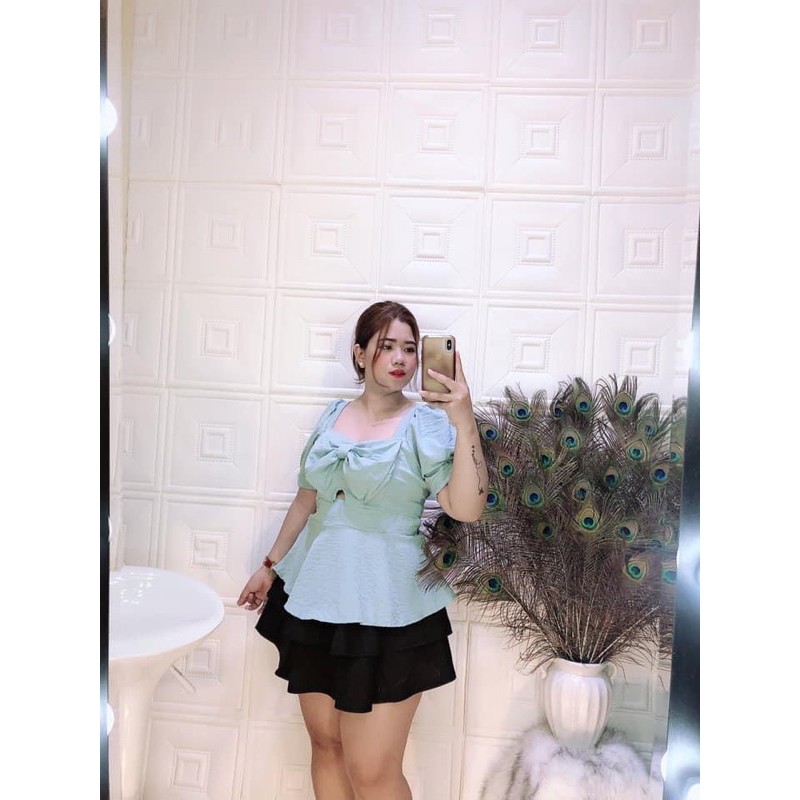 Áo peplum nơ bigsize 60=&gt;90kg( áo kiểu  bigsize)