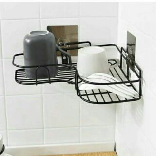 Kệ góc sắt đen dán tường siêu chắc
