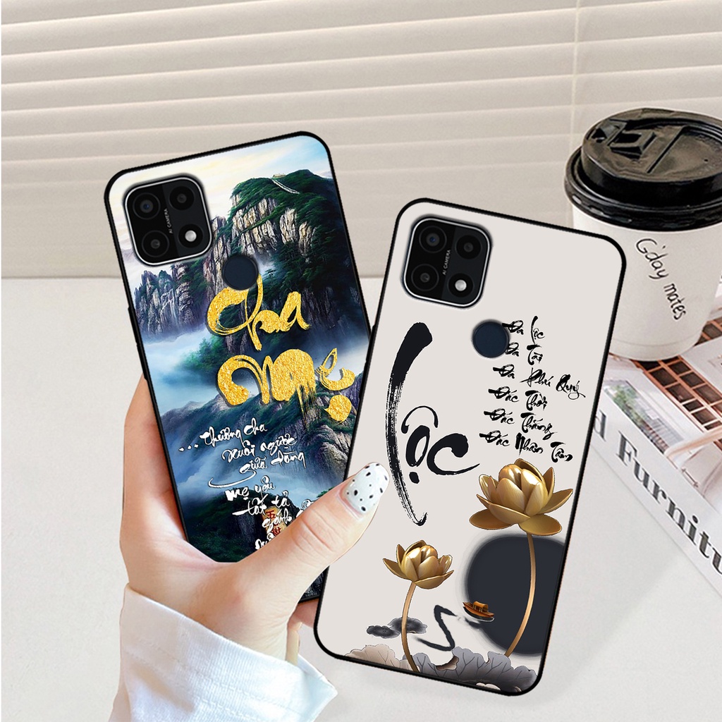 Ốp lưng Oppo A15 - Oppo  A15s in hình phong cách chữ thư pháp cha mẹ, tài lộc.
