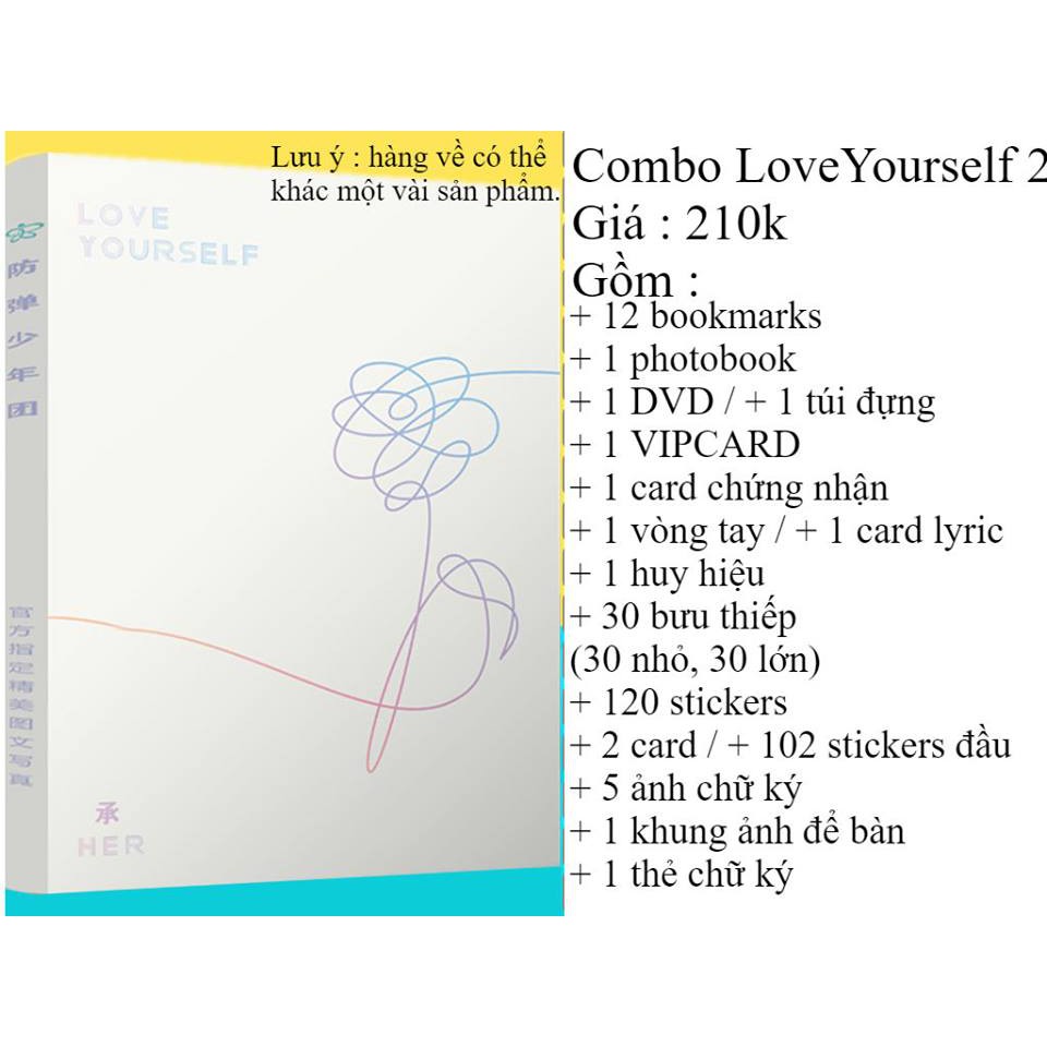 Combo BTS LoveYourself 210k [Hàng order] (lướt qua phải xem thêm ảnh thật)