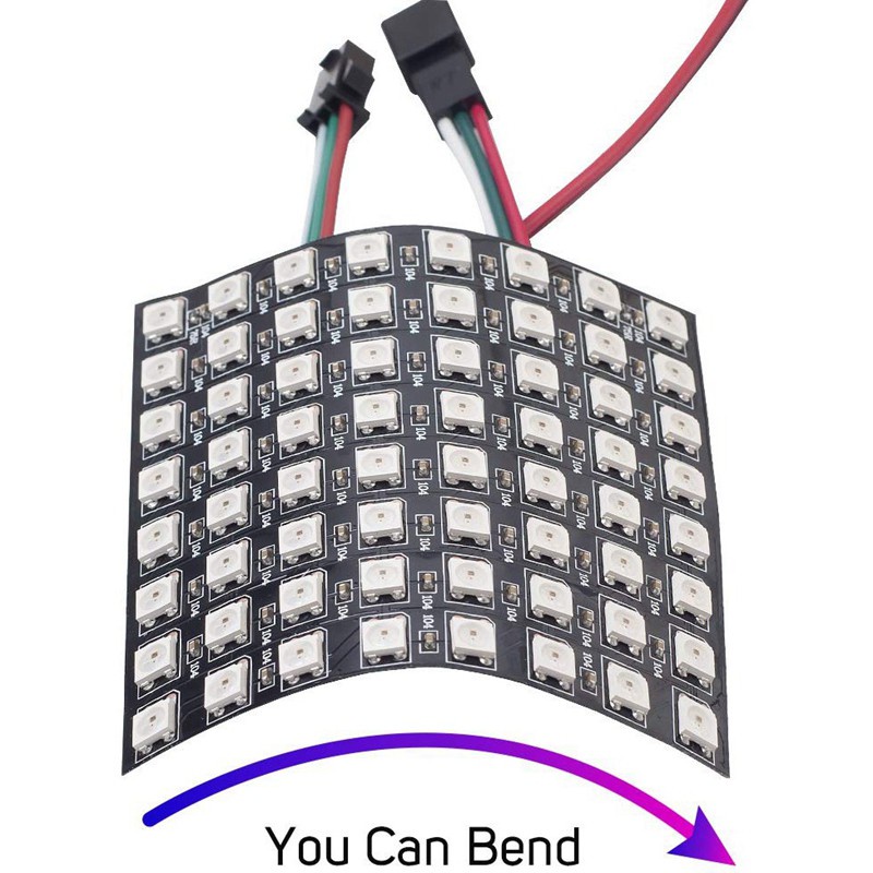 Bảng Đèn Led Ws2812B Rgb 5050smd 8x8 64 Pixels Linh Hoạt Cho Arduino / Respberry / Neo