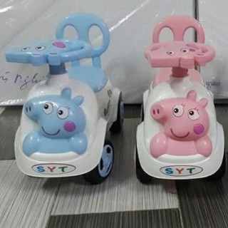 Xe lắc bơi chòi chân Heo Peppapig cho bé có nhạc + tựa lưng + thùng đồ