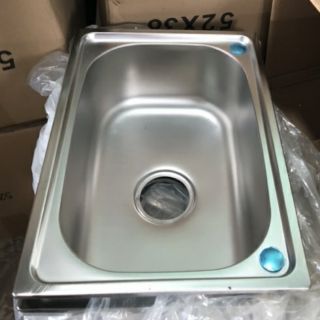 CHẬU CHÉN INOX 1 HỘC (đầy đủ bộ xả)_ kích thước 60x45cm- HÌNH THẬT
