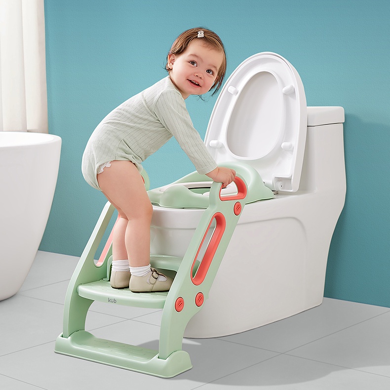 Bệ Thu Nhỏ Bồn Cầu Có Thang Và Tay Cầm Cho Bé Đi Vệ Sinh Có Đệm Da Và Chống Trượt Phù Hợp Nhiều Loại Bồn Cầu