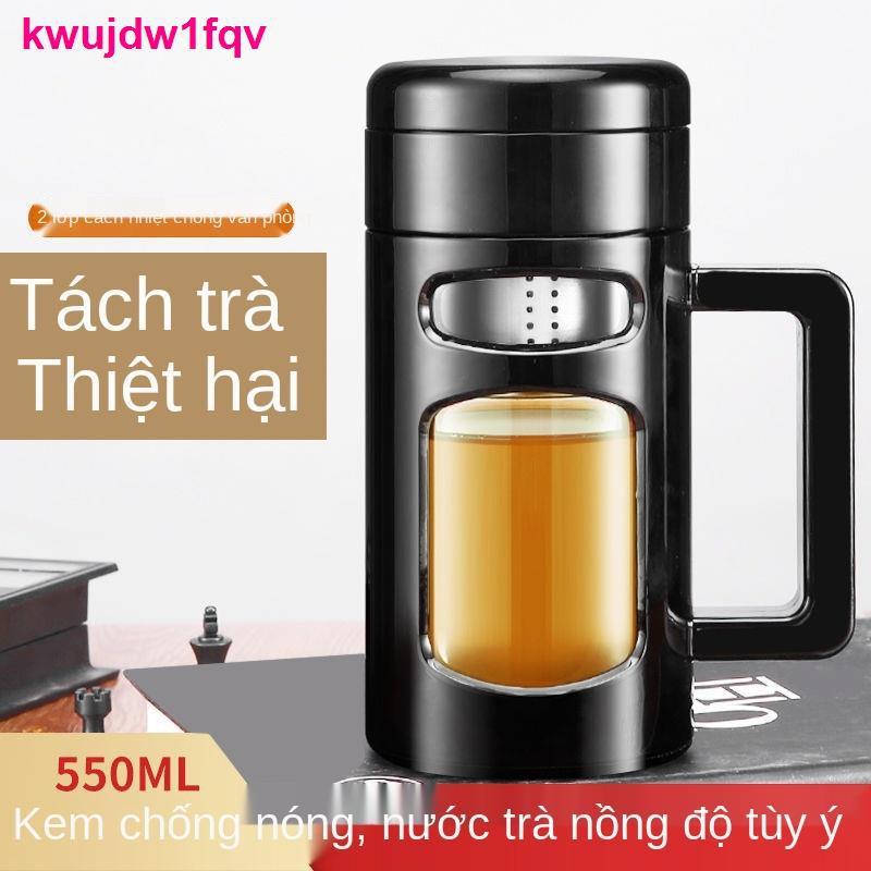 chai tràCốc thủy tinh dung tích lớn cao cấp, kinh doanh, văn phòng chịu nhiệt, chống rơi có tay cầm cho nam và nữ