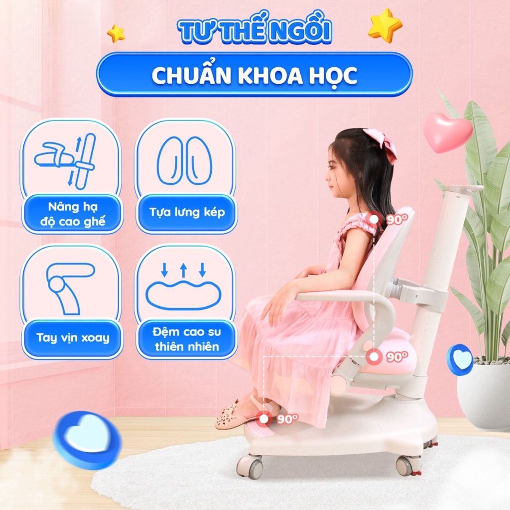 Ghế học sinh thông minh DOLPHIN, ghế ngồi học chống gù chông cận cho bé từ 3 đến 18 tuổi