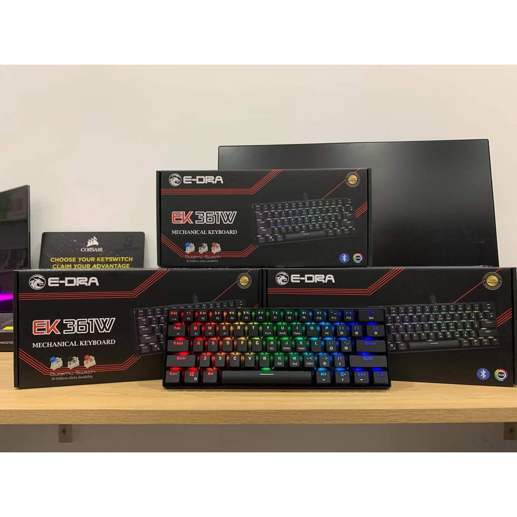 Bàn Phím Cơ Mini E-Dra EK361W V2 LED RGB Kết Nối Bluetooth hoặc Cắm Dây - BH 2 Năm Chính Hãng - Hưng Long PC