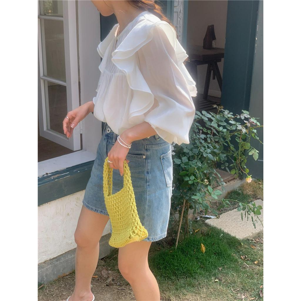 Áo Sơ Mi Trắng Dài Tay Xếp Ly Tinh Tế 61912