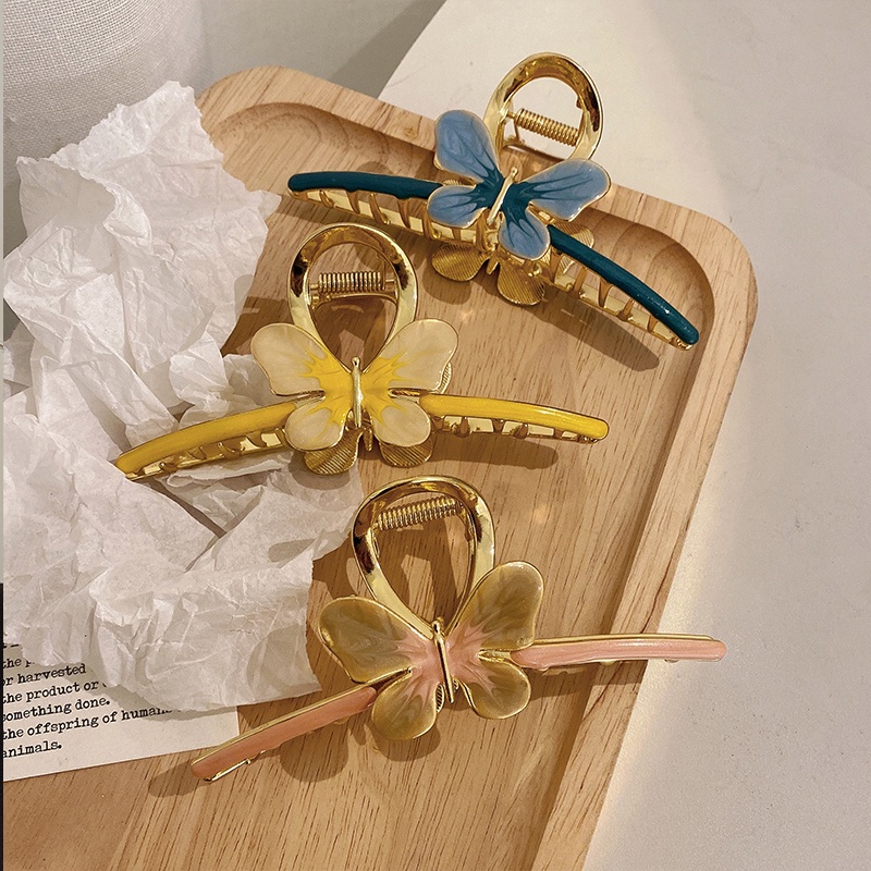 Kẹp Tóc Kim Loại Tráng Men Nhiều Màu Hình Bướm Phong Cách Hàn Quốc Dành Cho Bé Gái