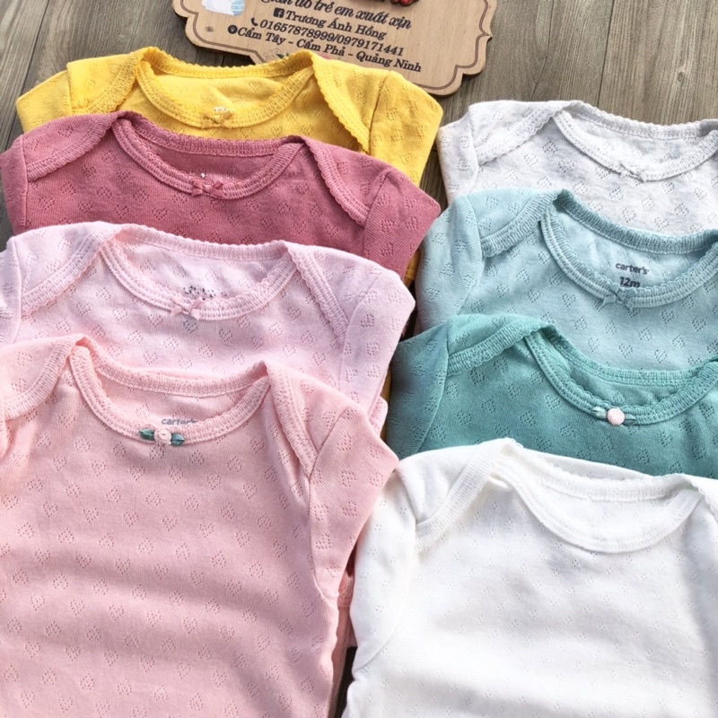 Body chip, bodysuit dài tay bé gái size 0-3m (3-5kg) chất cotton thông hơi màu trơn-Amystores