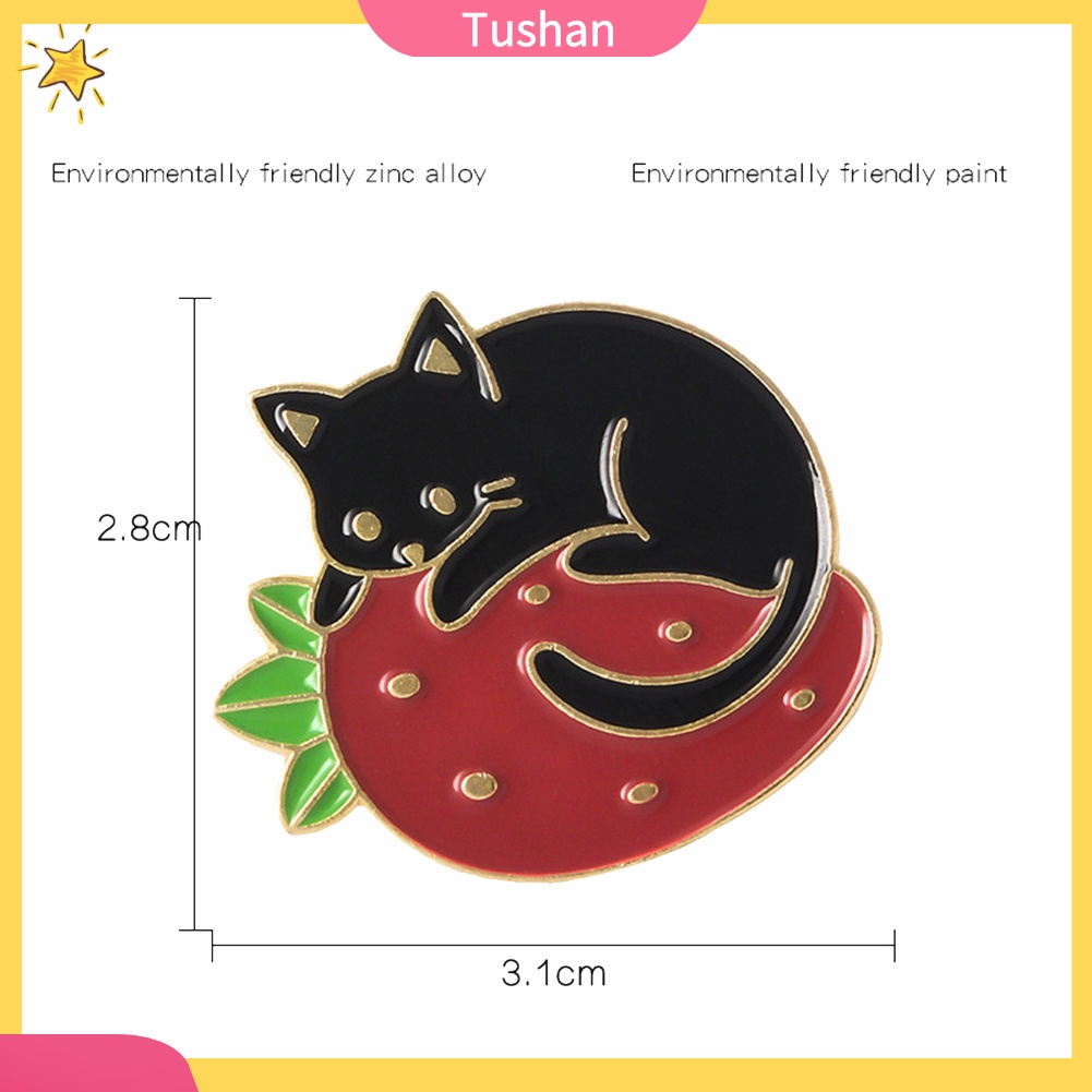 Ghim Cài Áo Hình Mèo Và Dâu Tây Đáng Yêu Cho Nữ