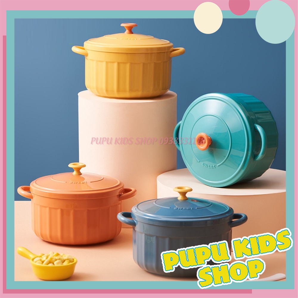 Bát úp mì, Bát ăn mì tôm inox 2 lớp cách nhiệt hình chiếc nồi có nắp đậy