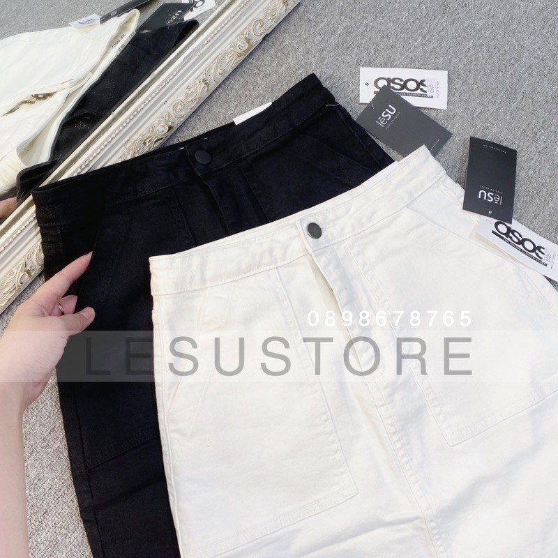ẢNH TỰ CHỤP Chân váy jeans midi 2 túi xéo | BigBuy360 - bigbuy360.vn