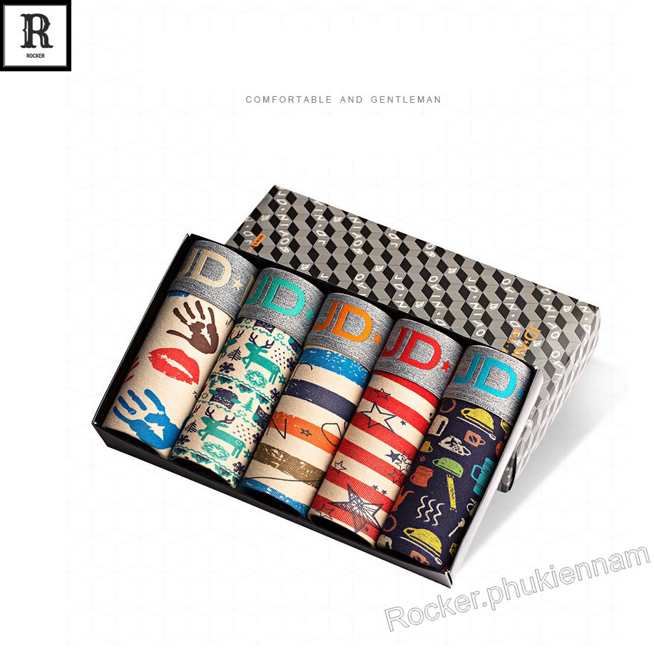 [Combo] Hộp 5 quần lót nam Boxer - Quần sịp Boxer Họa Tiết S002.2