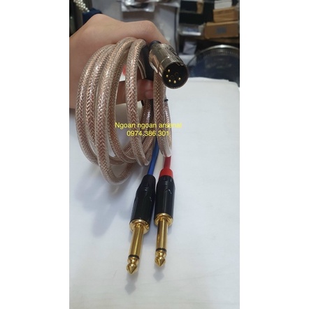 Dây tín hiệu din5 midi 5 chân chuẩn Đức ra 2 rắc 6 ly (6,5ly..)mono.