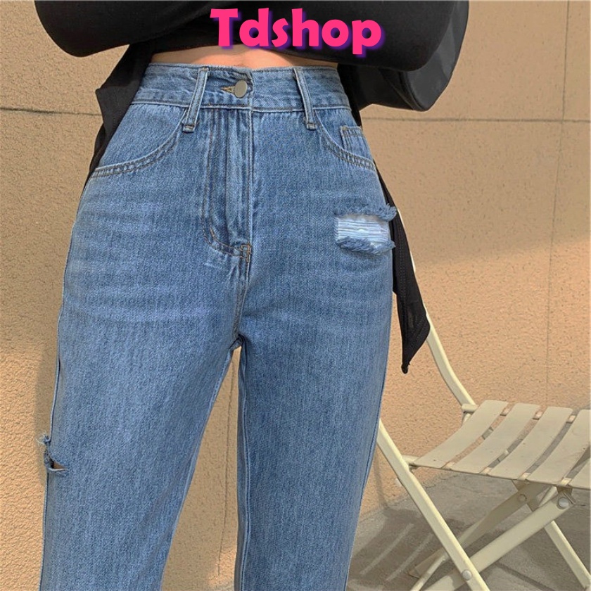 Quần jean nữ ống loe xẻ gấu TDSHOPNT quần bò rộng ống đứng lưng cao co giãn hack dáng hàng cao cấp siêu hot Q20