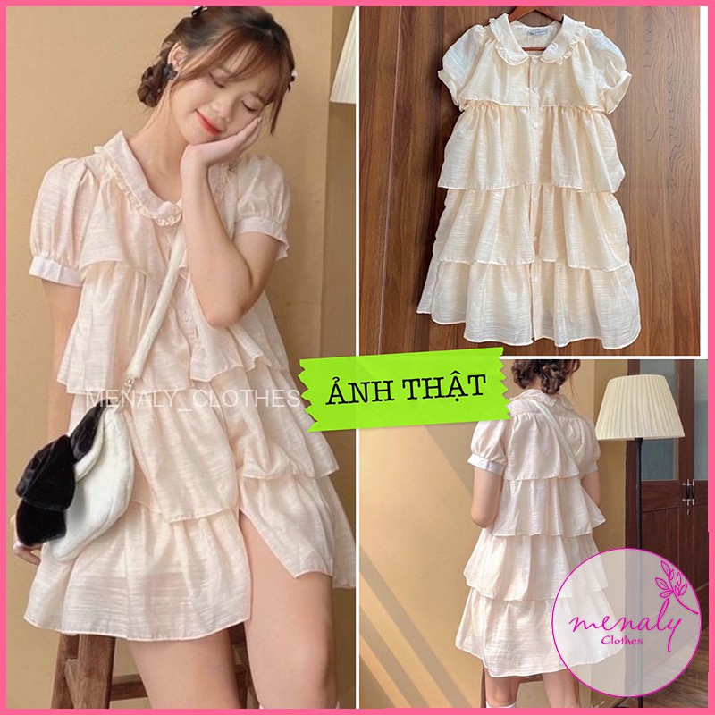 Váy đầm tiểu thư babydoll tầng dáng ngắn VH046, mẫu váy suông dáng xòe nhiều tầng cực xinh