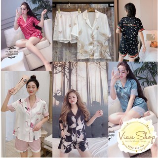 Bộ đồ pijama, bộ lụa satin cộc đùi cao cấp mềm mịn, thoáng mát